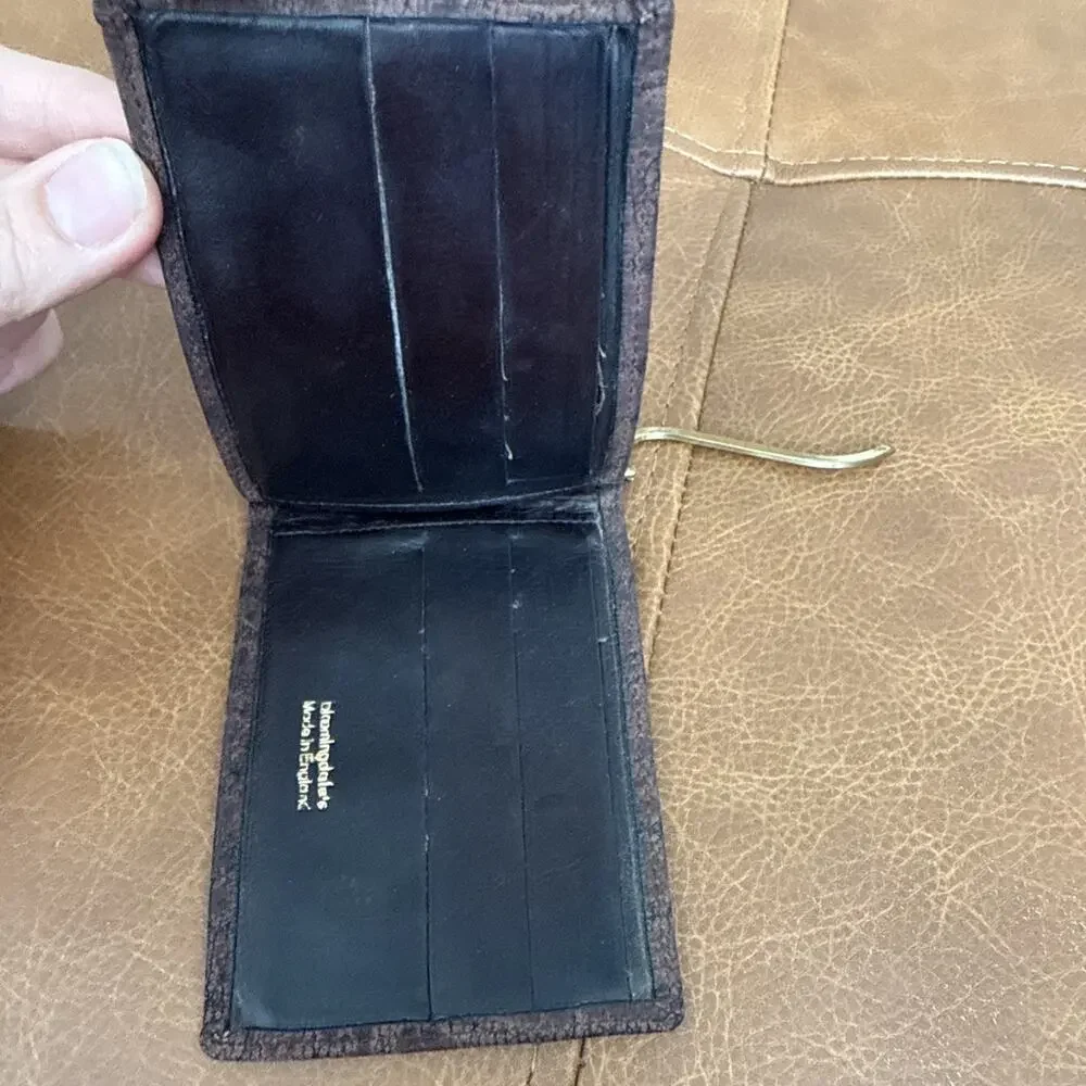 Vintage Bloomingdale's Genuine Leather Bifold Wallet Made in England 4.5x3”